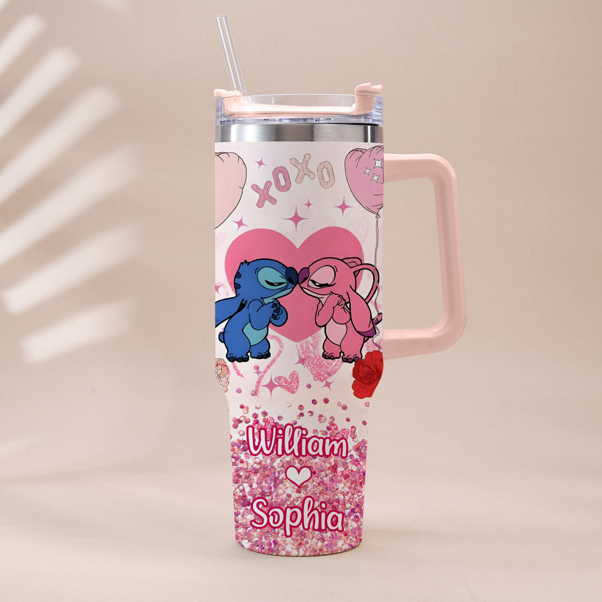 Personalized Ohana Tumbler with Handle Custom Name Gift for Couples