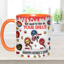 Load image into Gallery viewer, Personalized Superhero Accent Mug Custom Name Gift for Dad
