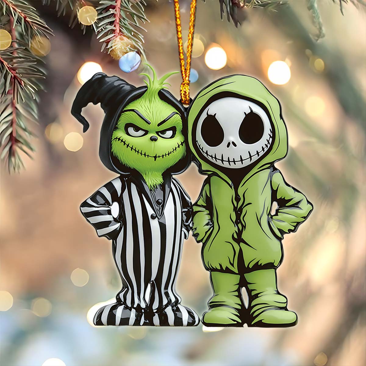 Personalized Grinch & Nightmare Before Christmas Ornament Gift