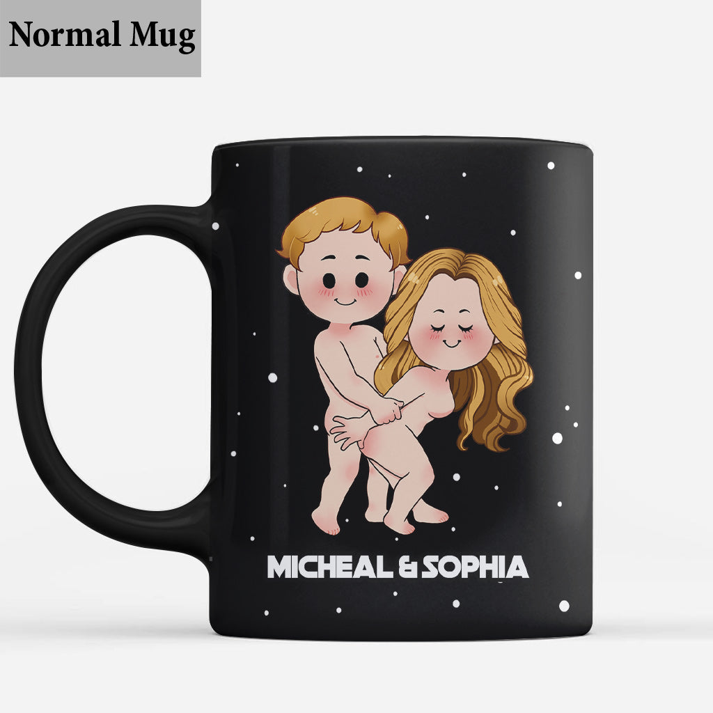 Personalized Black Coffee Mug Custom Couple Names Gift Idea