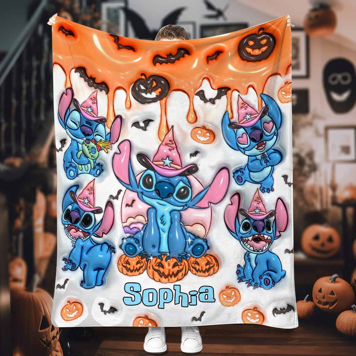 Personalized Spooky Ohana Blanket for Kids | Halloween Gift