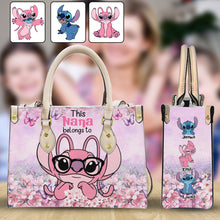 Load image into Gallery viewer, Personalized Leather Handbag with Ohana Design for Grandma - Unique Gift
