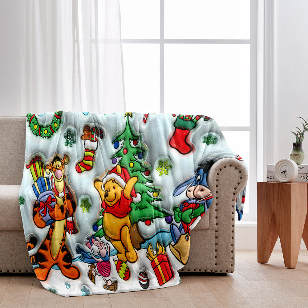 Personalized Holiday Blanket with Disney Characters Custom Name Gift for Kids