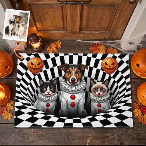 Personalized Spooky Pet Portrait Door Mat for Halloween Gift