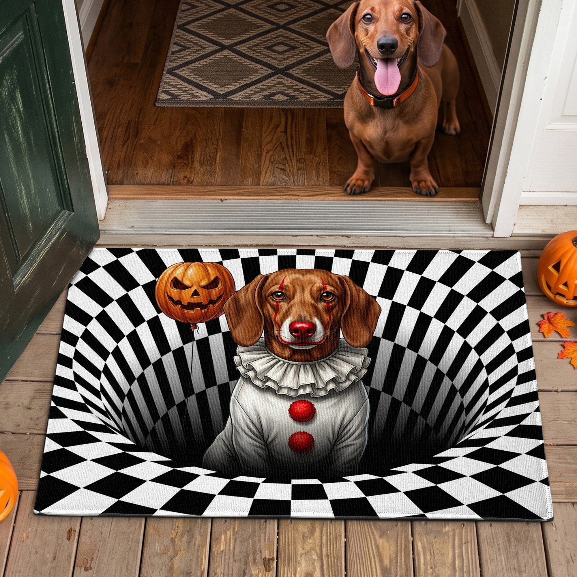 Personalized Spooky Pet Portrait Door Mat for Halloween Gift