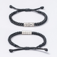 Load image into Gallery viewer, Personalized Adjustable Leather Bracelet Custom Name Gift for Dad
