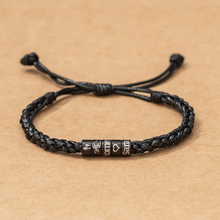 Load image into Gallery viewer, Personalized Adjustable Leather Bracelet Custom Name Gift for Dad
