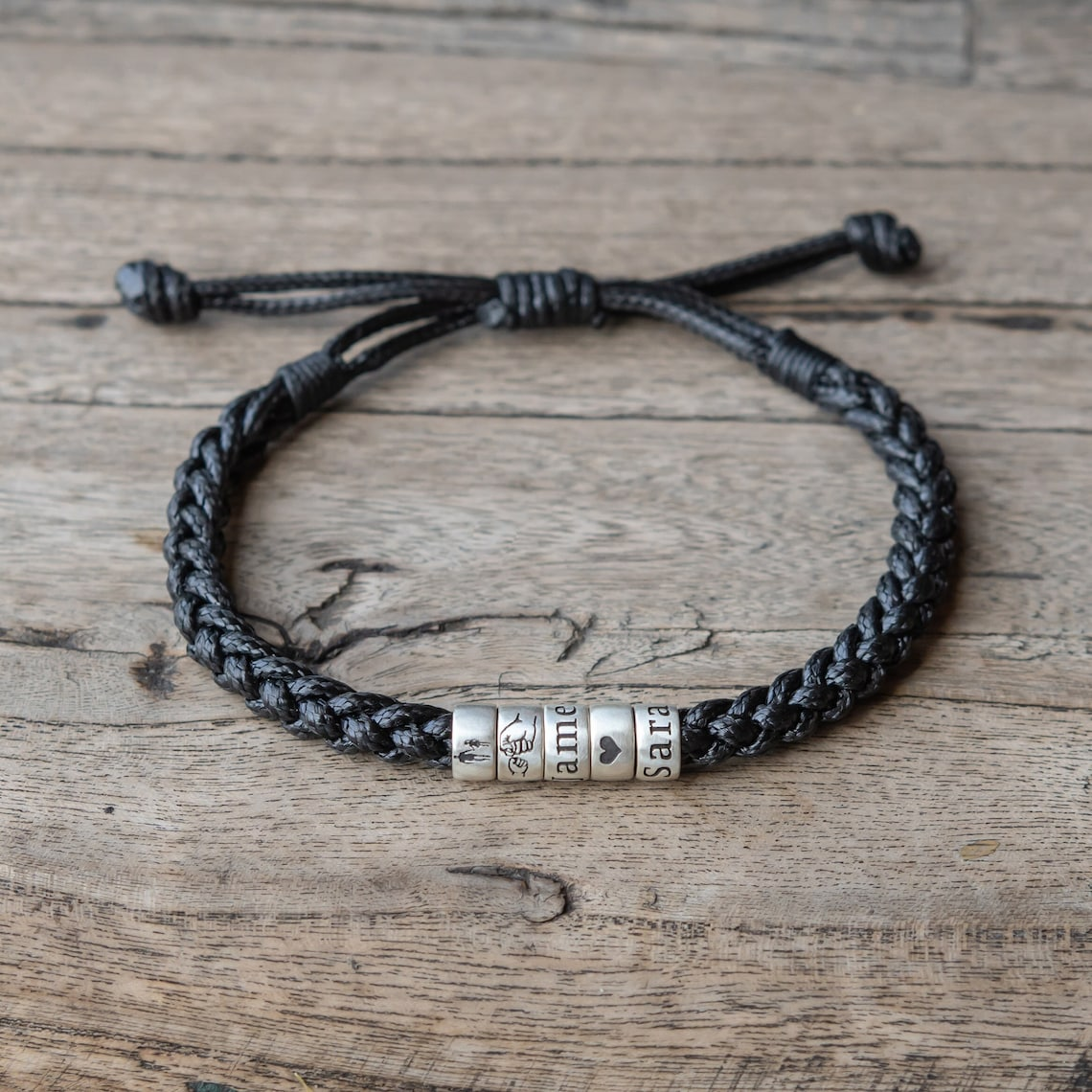 Personalized Adjustable Leather Bracelet Custom Name Gift for Dad