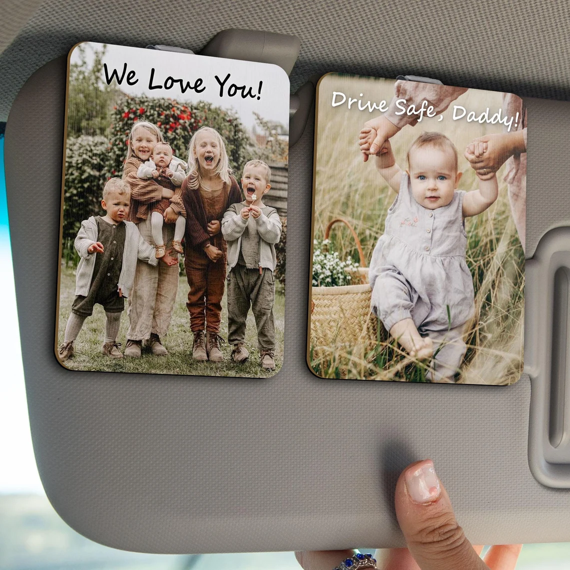 Personalized Photo Car Visor Clip Custom Gift for Dad