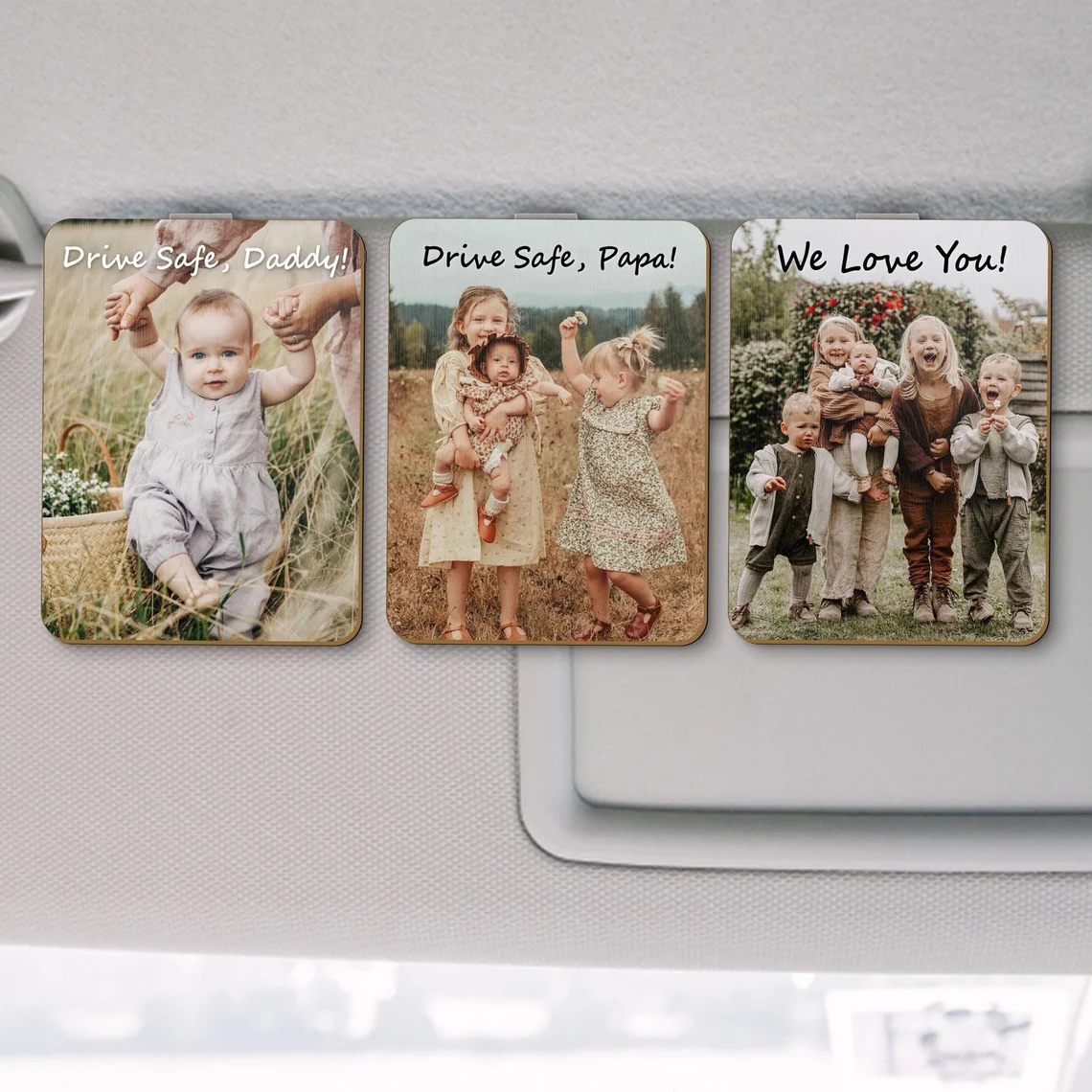 Personalized Photo Car Visor Clip Custom Gift for Dad