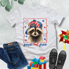 Load image into Gallery viewer, Personalized Kids T-Shirt with Raccoon Design for 4th of July
