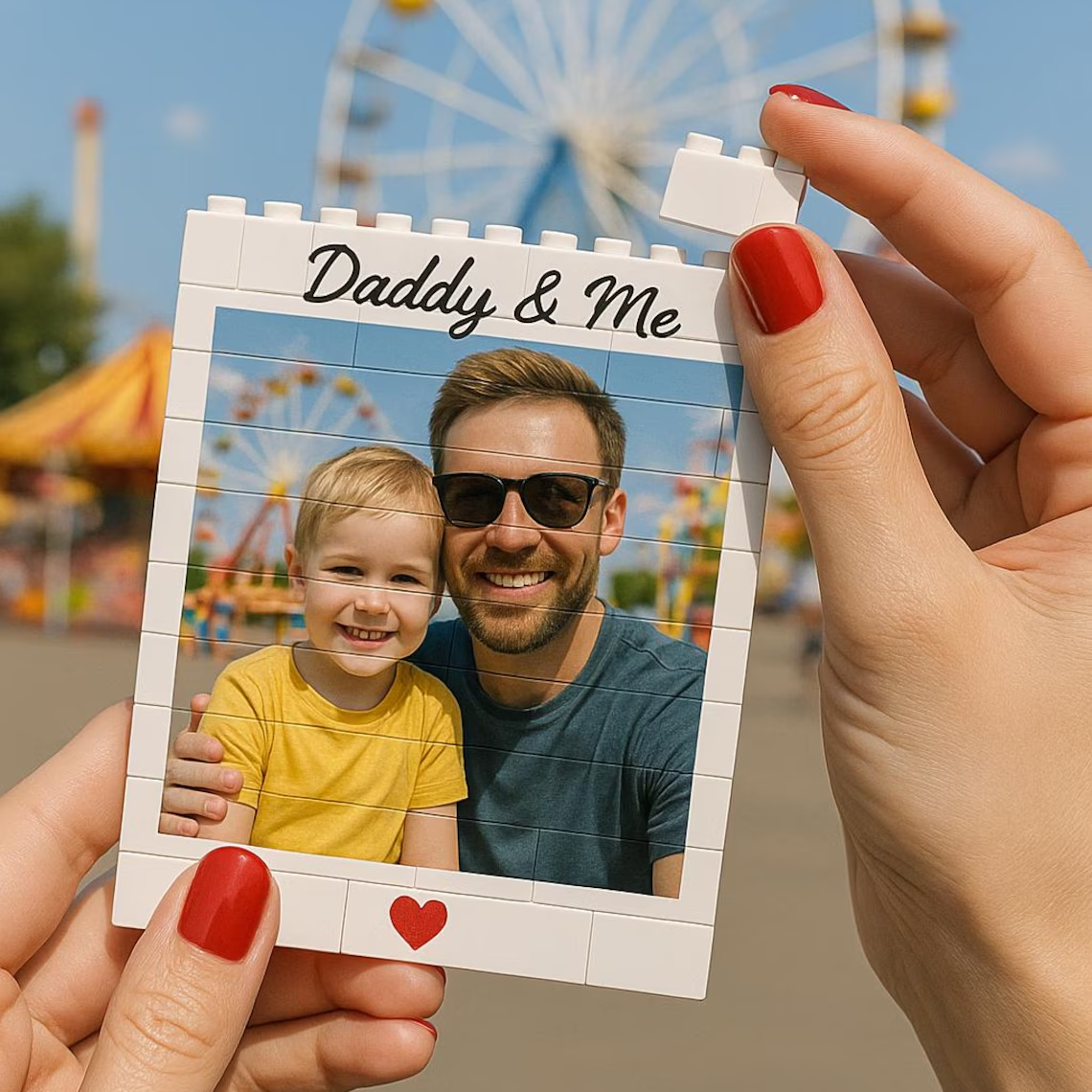 Custom Photo Building Blocks Gift for Dad Father's Day Keepsake