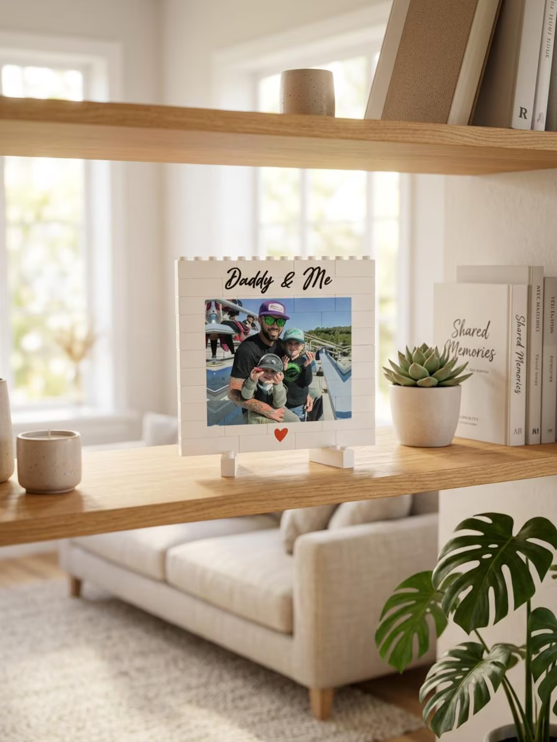 Custom Photo Building Blocks Gift for Dad Father's Day Keepsake