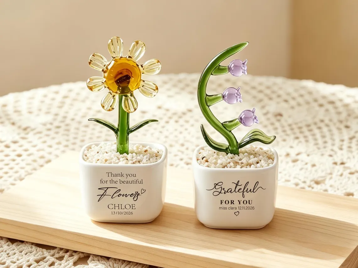 Personalized Glass Plant Pot Custom Name Gift for Teacher