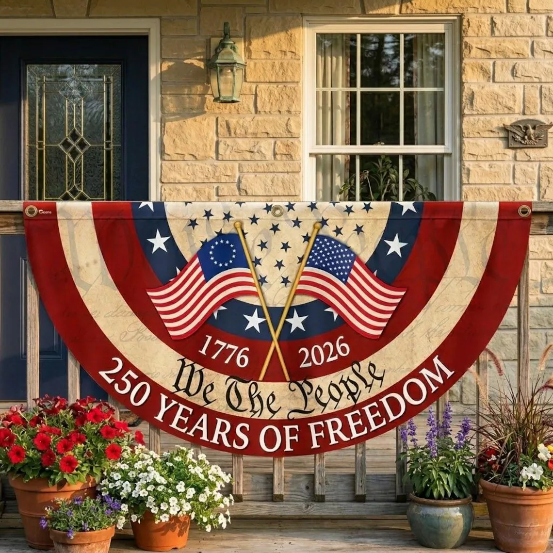 Personalized 250 Years of Freedom Fan Flag Gift for Family