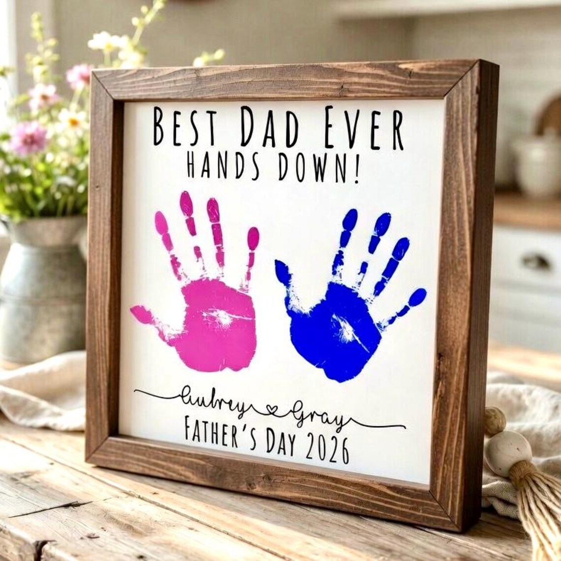 Personalized Handprint Sign Custom Gift for Dad Father's Day