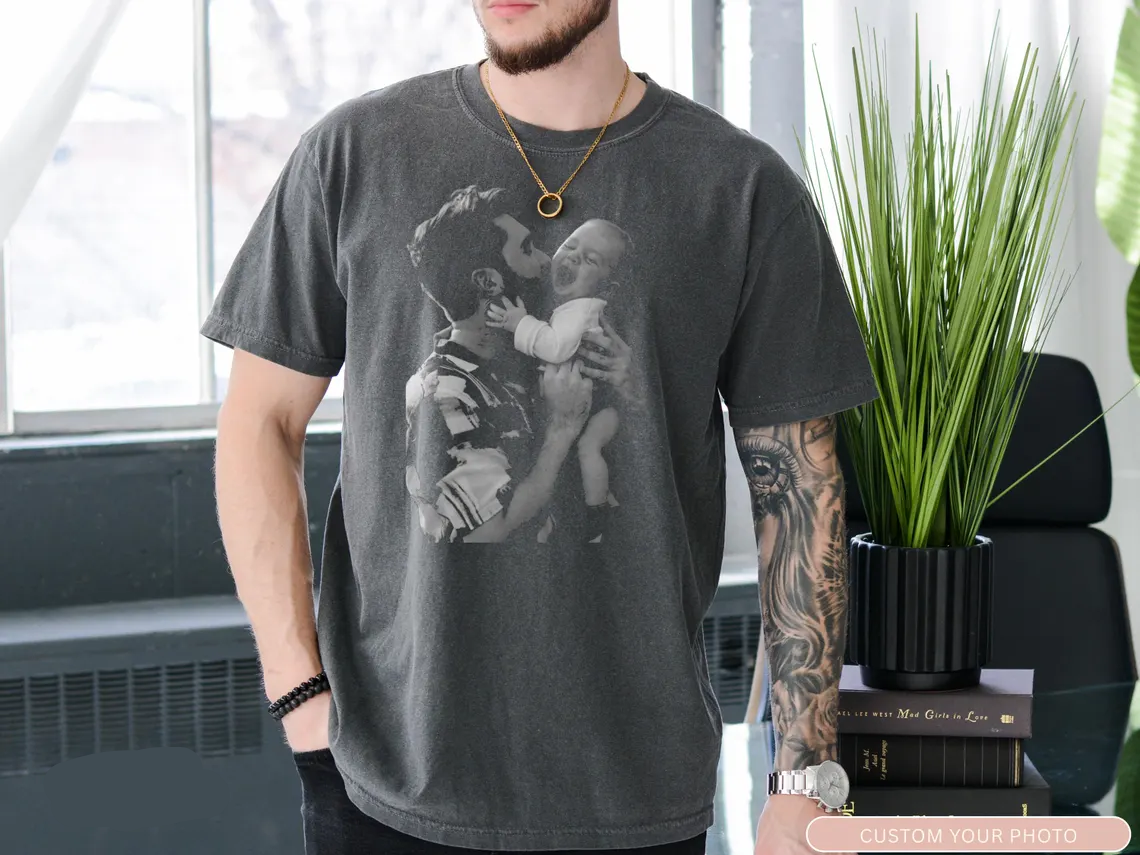 Personalized Photo Comfort Shirt Gift for Dad & Kid