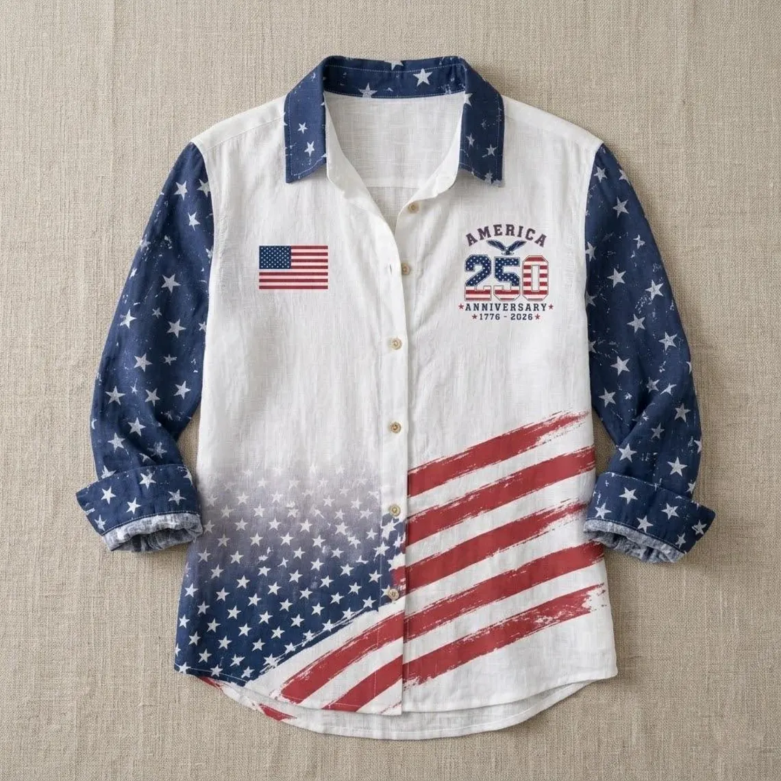 Personalized USA Flag Blouse Custom Name Gift for Women