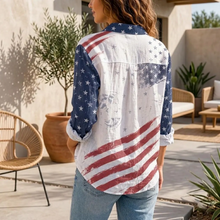 Load image into Gallery viewer, Personalized USA Flag Blouse Custom Name Gift for Women
