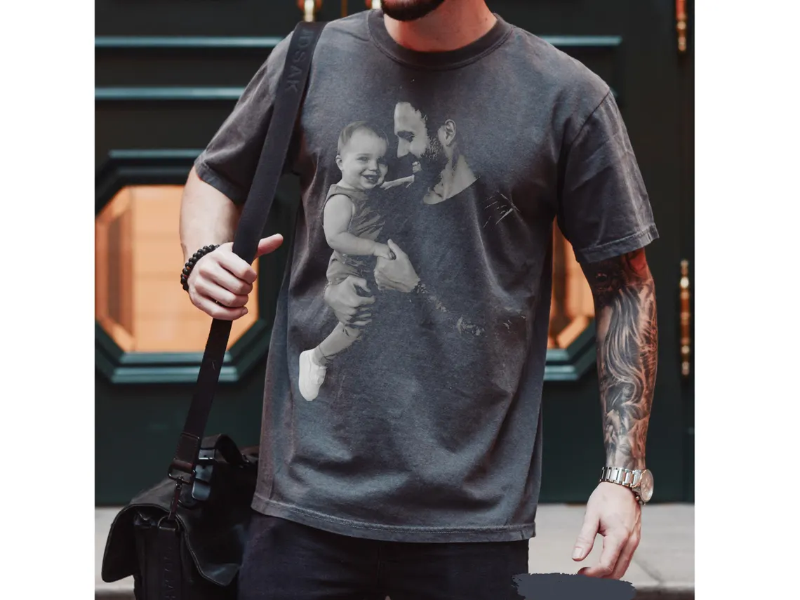 Personalized Photo Comfort Shirt Gift for Dad & Kid