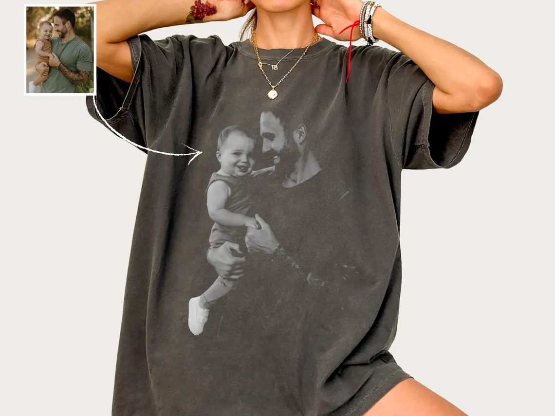 Personalized Photo Comfort Shirt Gift for Dad & Kid