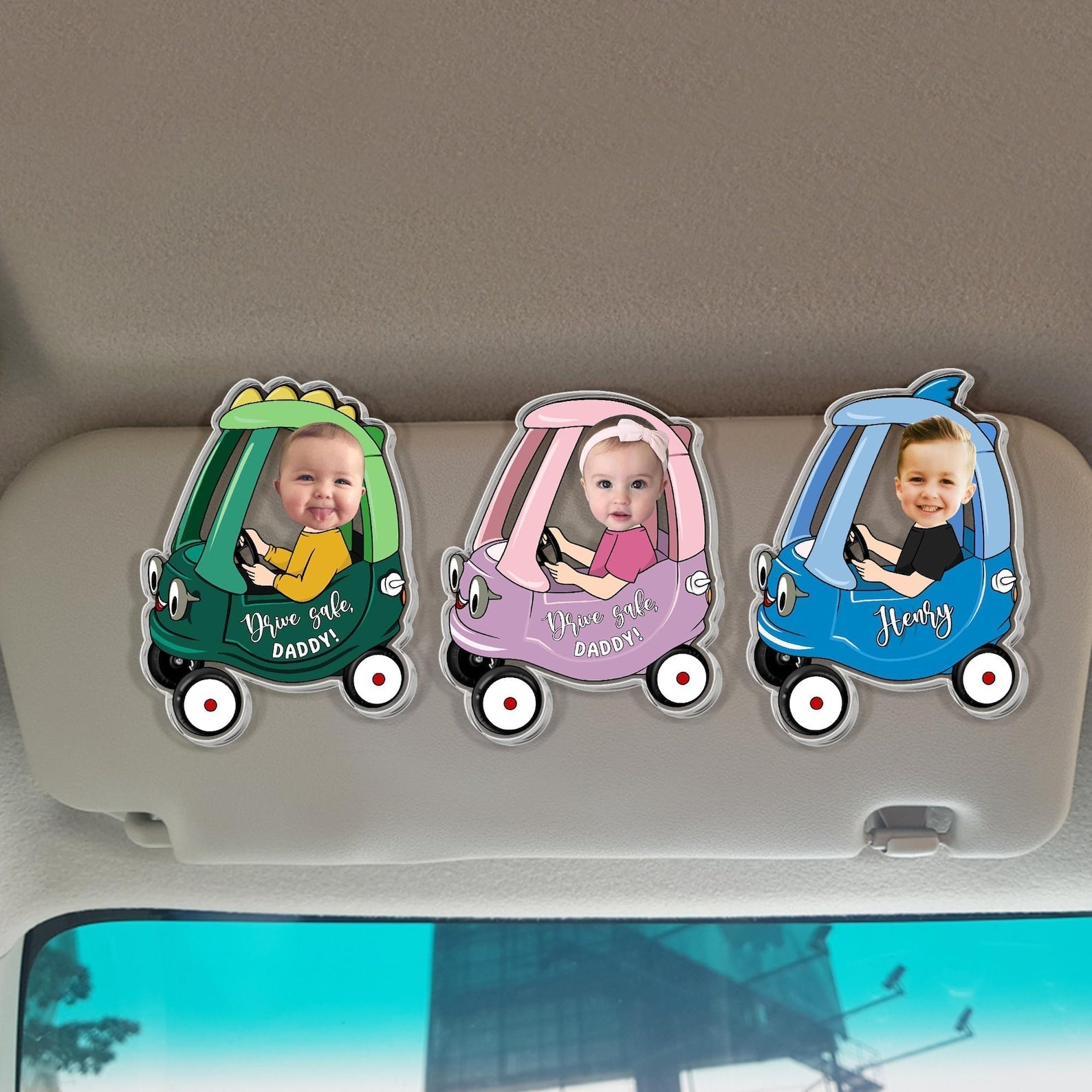 Personalized Photo Car Visor Clip Custom Gift for Dad