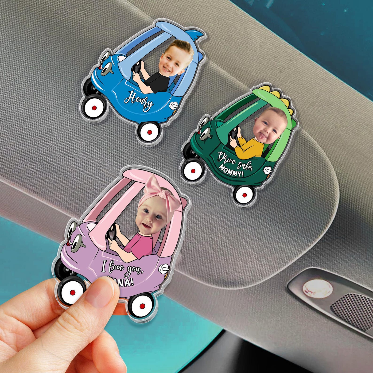 Personalized Photo Car Visor Clip Custom Gift for Dad
