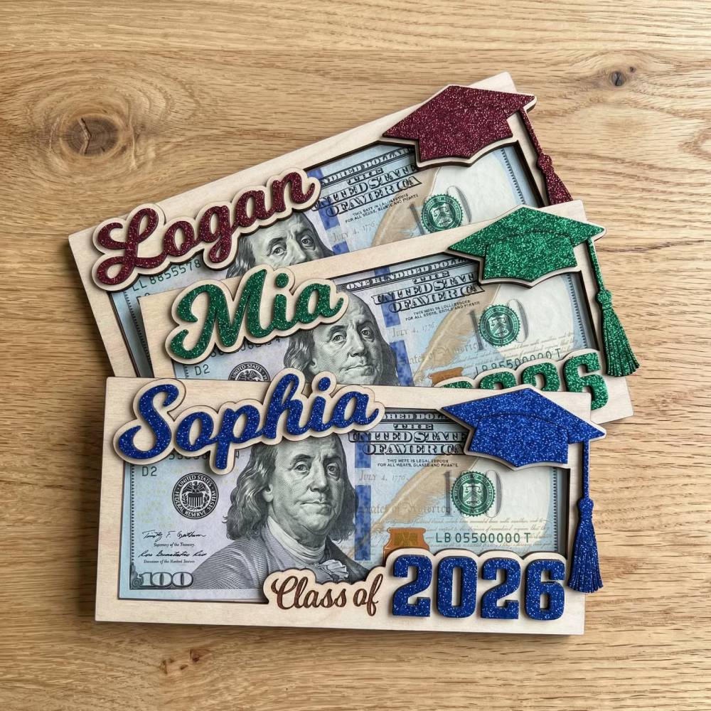 Personalized Class Of 2026 Wood Money Holder Graduation Gift