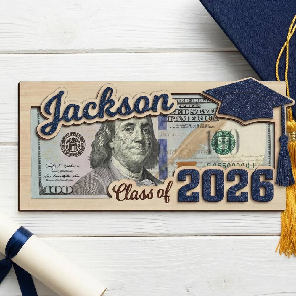 Personalized Class Of 2026 Wood Money Holder Graduation Gift
