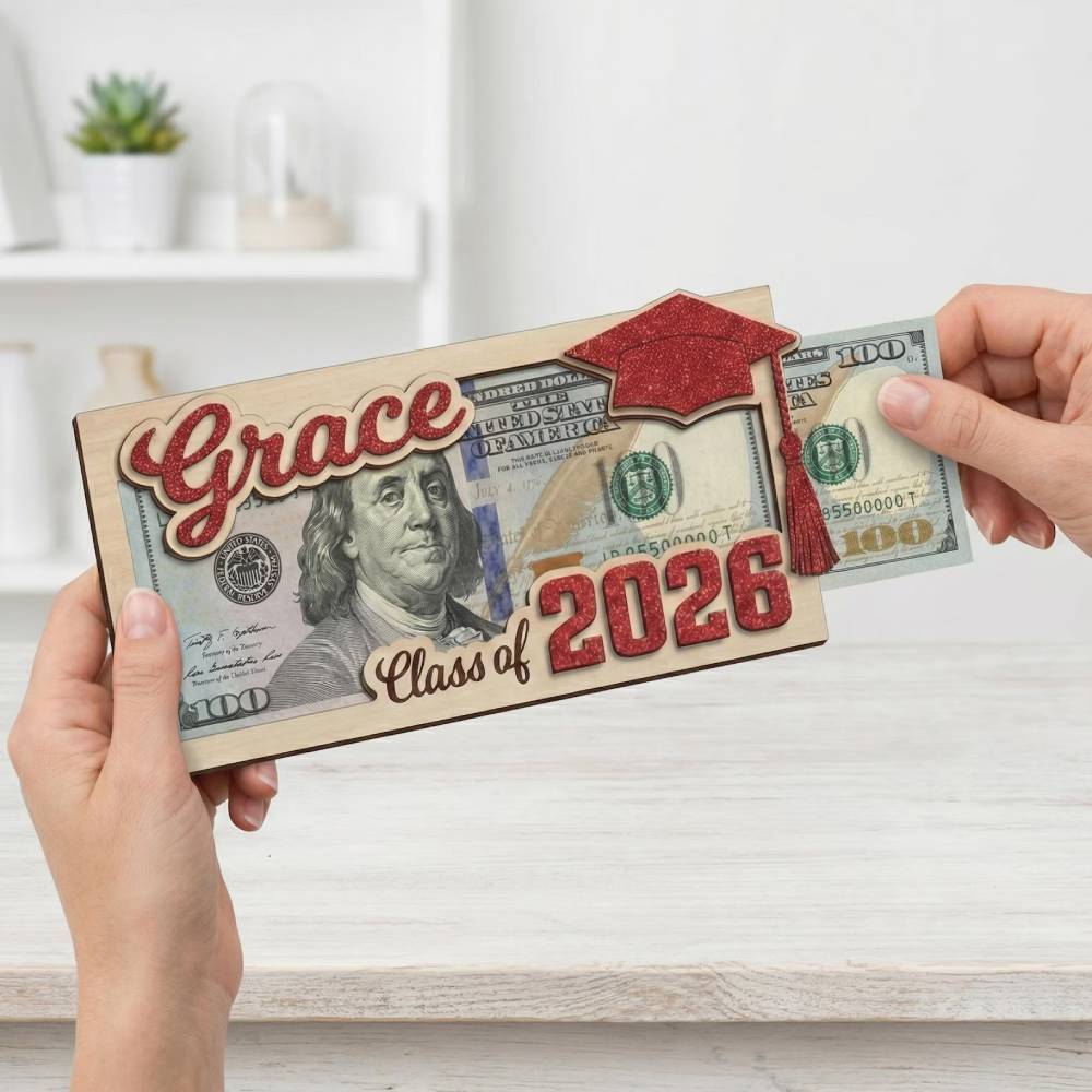 Personalized Class Of 2026 Wood Money Holder Graduation Gift