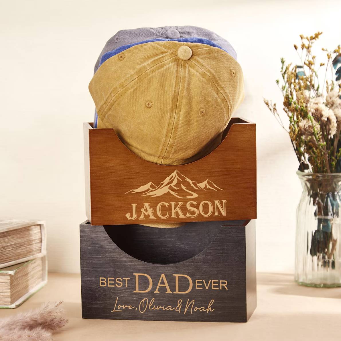 Personalized Engraved Hat Holder Gift for Dad Father's Day