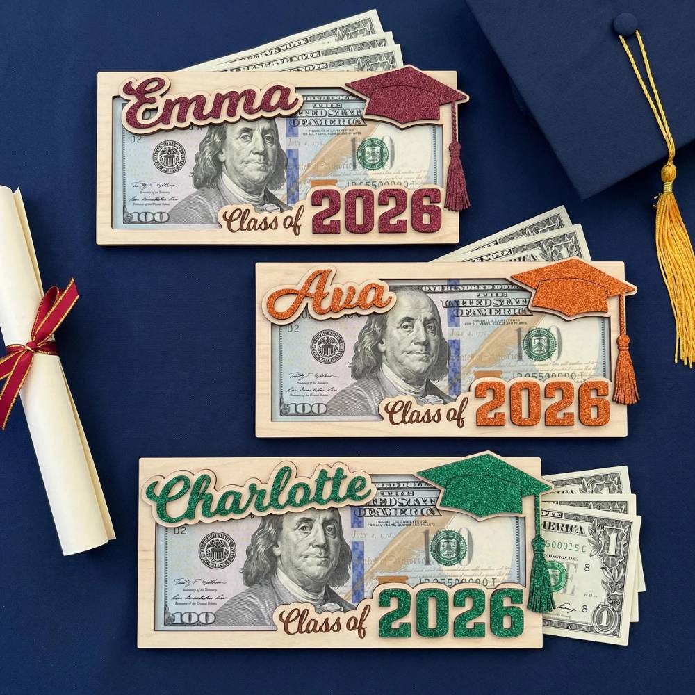 Personalized Class Of 2026 Wood Money Holder Graduation Gift