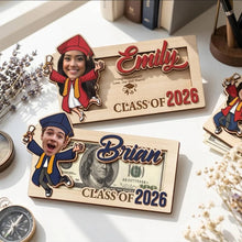 Load image into Gallery viewer, Personalized Graduation Wood Money Holder Class of 2026 Gift
