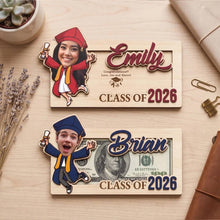 Load image into Gallery viewer, Personalized Graduation Wood Money Holder Class of 2026 Gift
