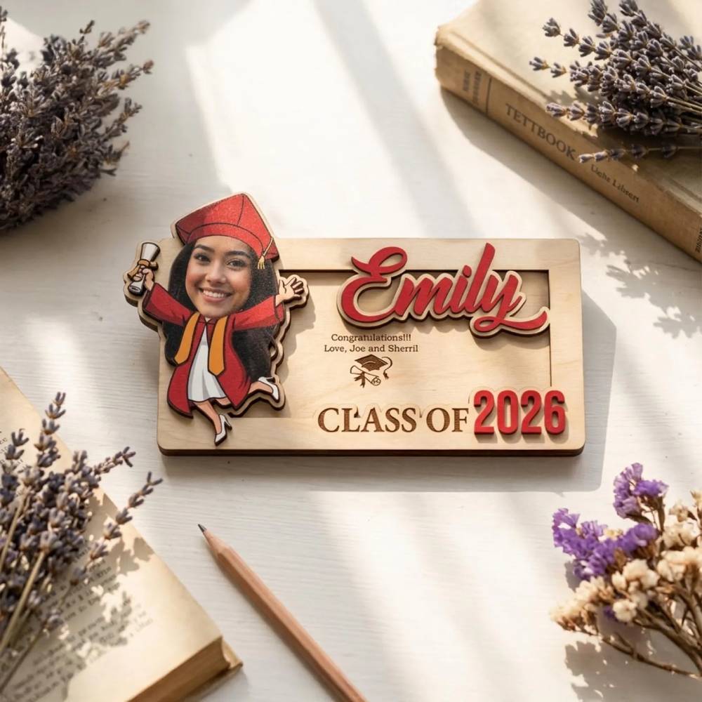 Personalized Graduation Wood Money Holder Class of 2026 Gift