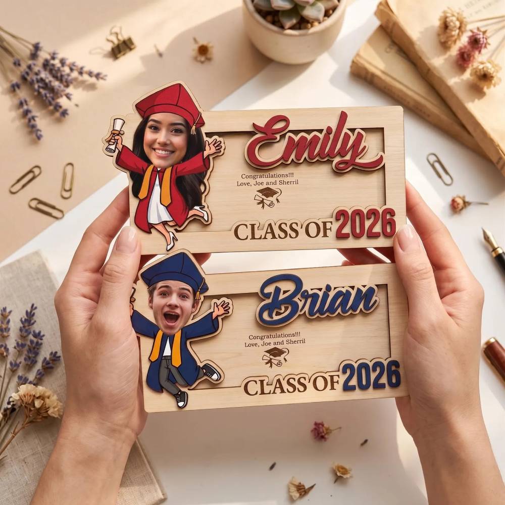 Personalized Graduation Wood Money Holder Class of 2026 Gift
