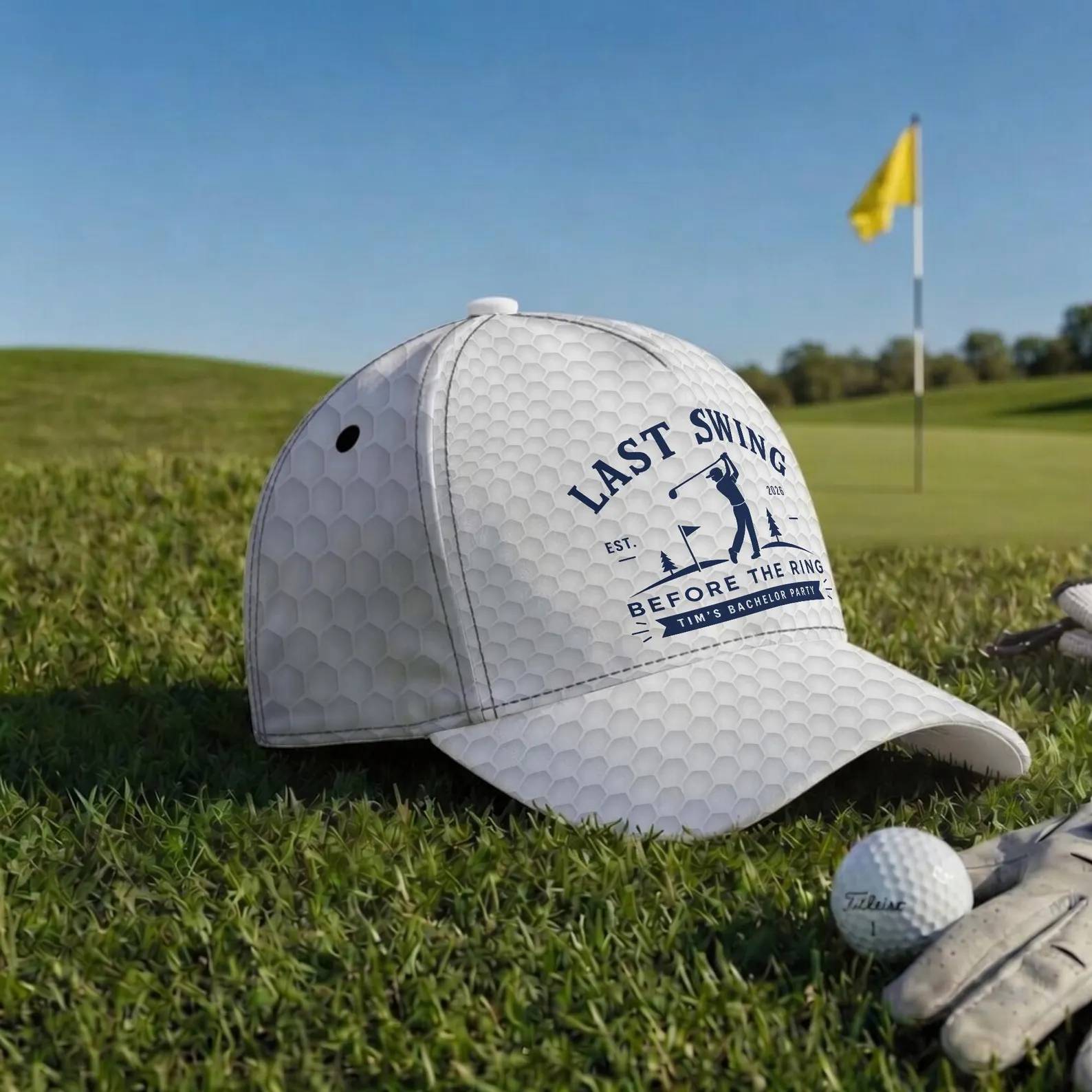 Personalized Last Swing Before The Ring Cap Gift for Groomsmen