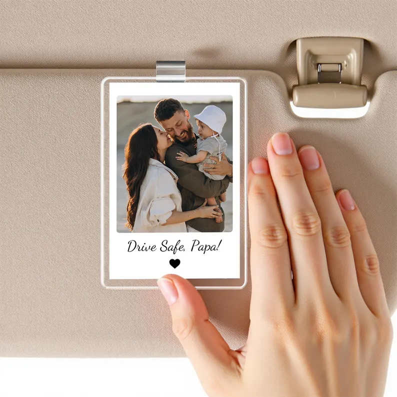 Custom Photo Car Visor Clip Personalized Gift for Dad