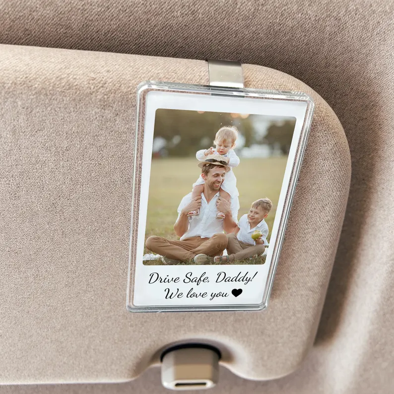 Custom Photo Car Visor Clip Personalized Gift for Dad