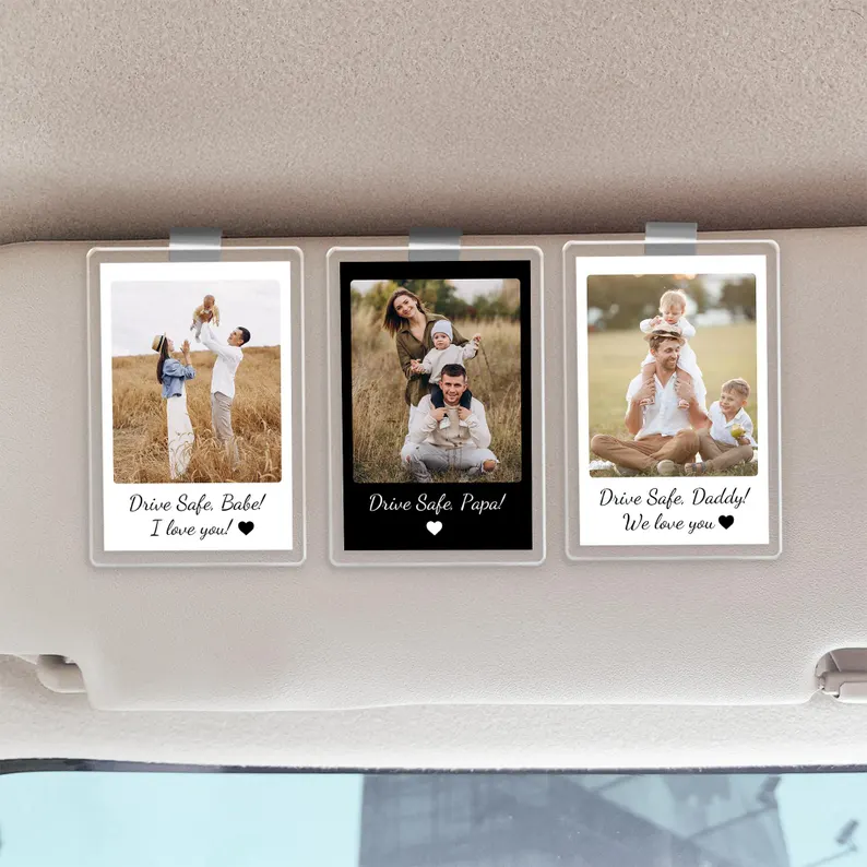 Custom Photo Car Visor Clip Personalized Gift for Dad