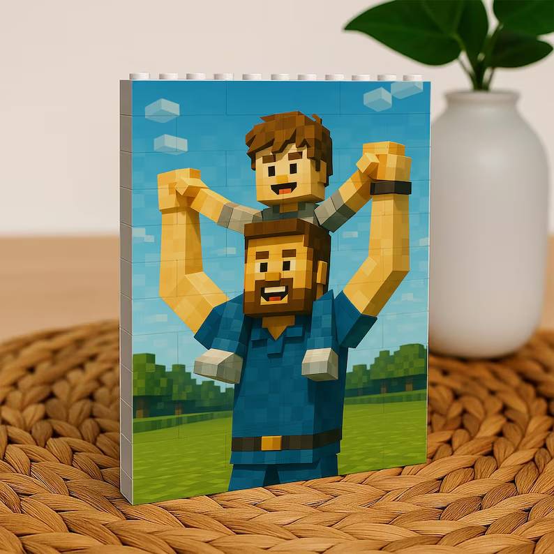Personalized Photo Building Blocks Custom Gift for Dad