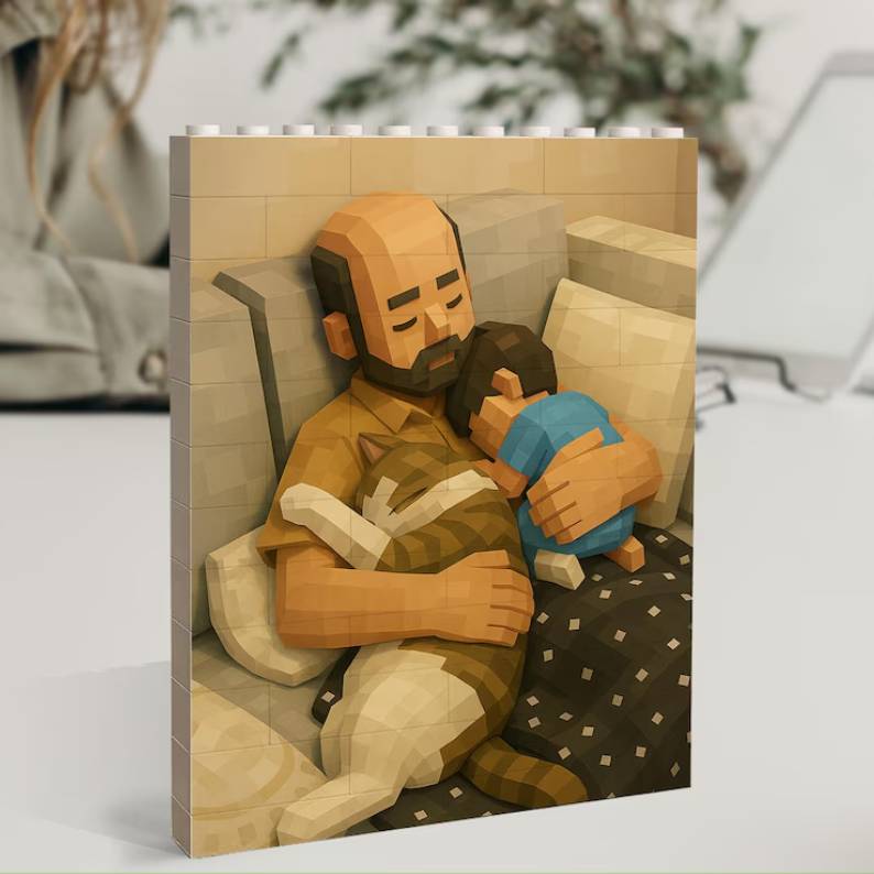 Personalized Photo Building Blocks Custom Gift for Dad