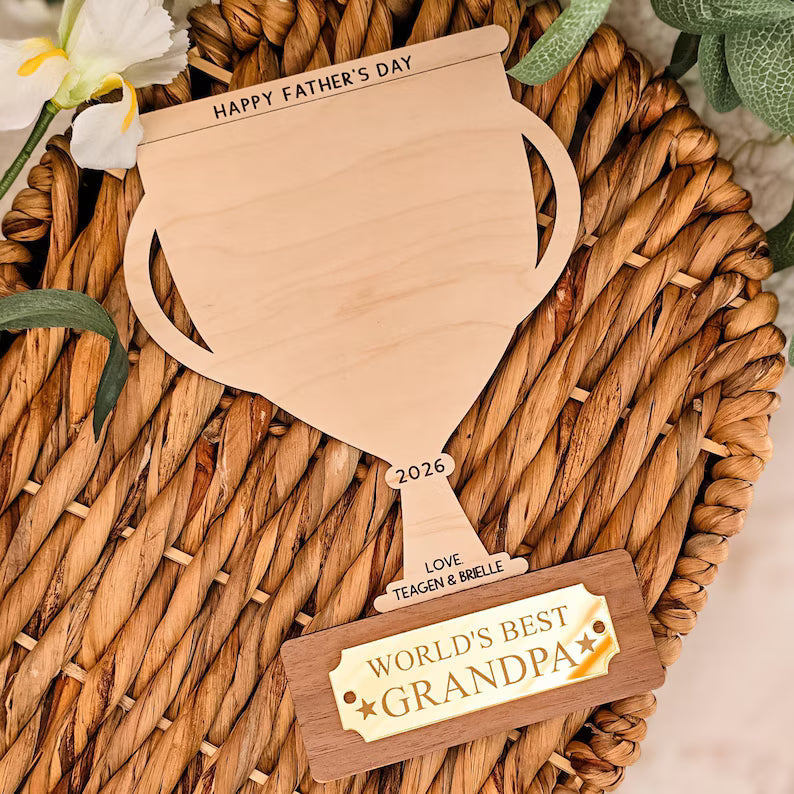 Personalized Handprint Wood Sign Gift for Dad Grandpa