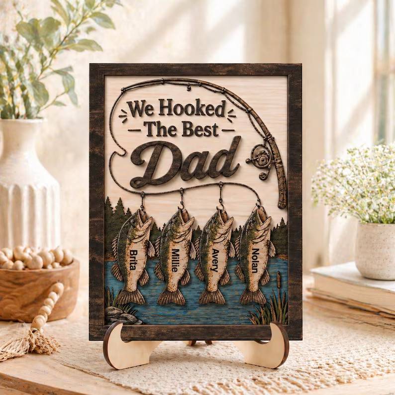 Personalized 2-Layered Wooden Plaque Gift for Dad - Father's Day