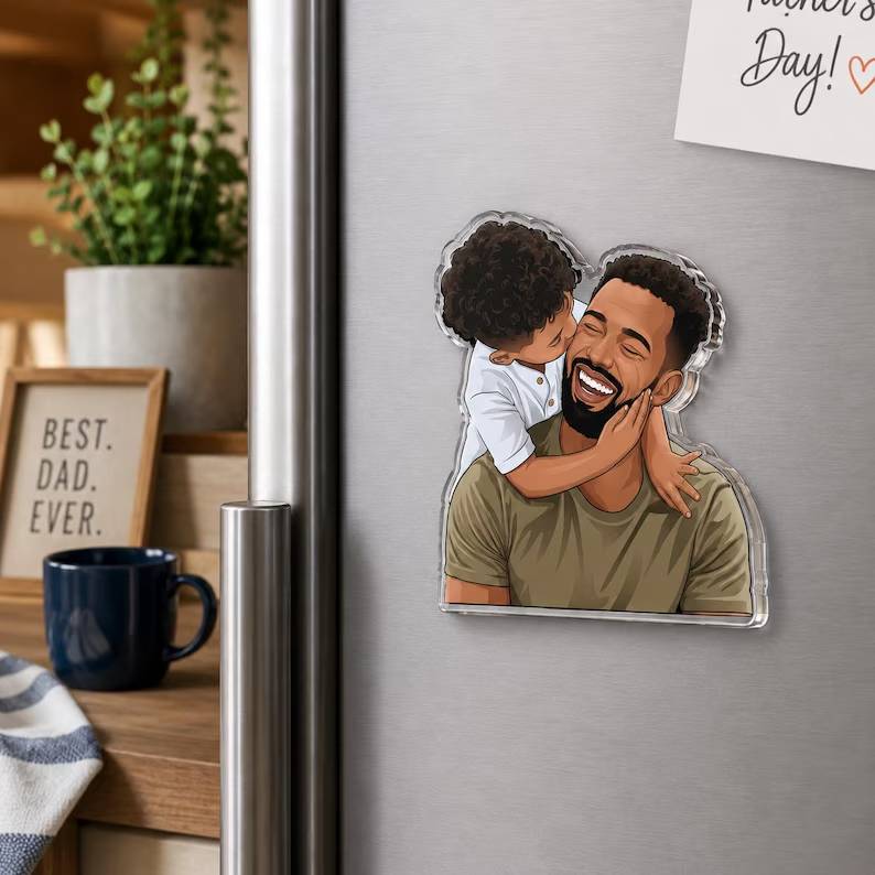 Personalized Acrylic Fridge Magnet Custom Photo Gift for Dad