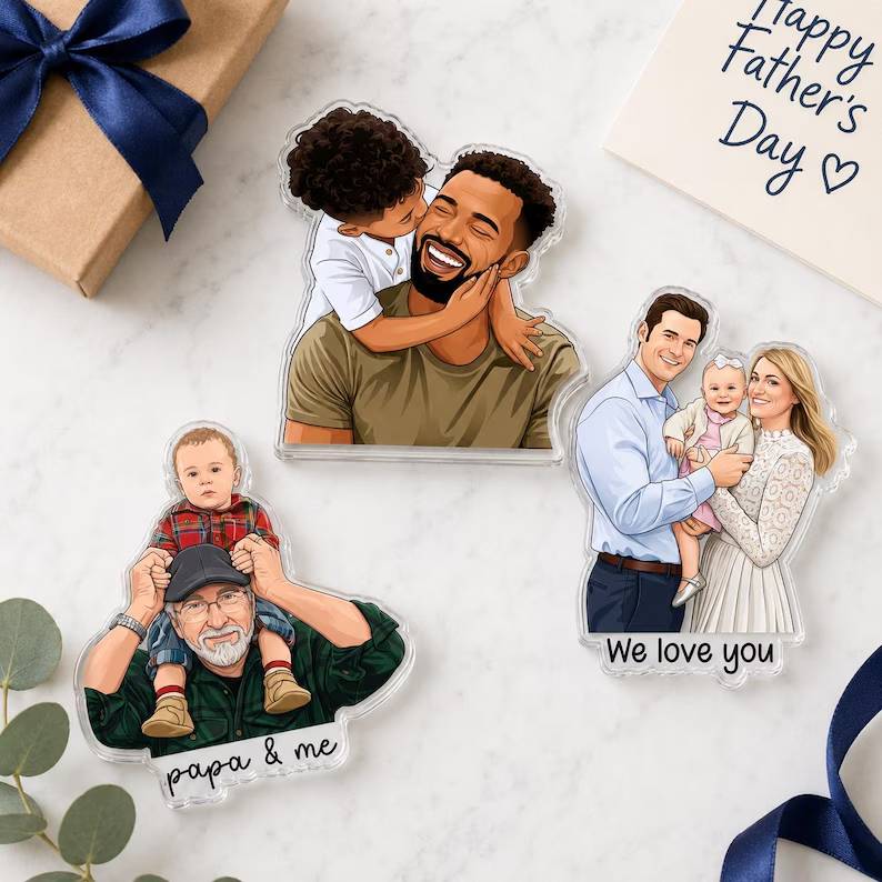 Personalized Acrylic Fridge Magnet Custom Photo Gift for Dad