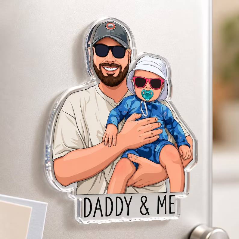 Personalized Acrylic Fridge Magnet Custom Photo Gift for Dad