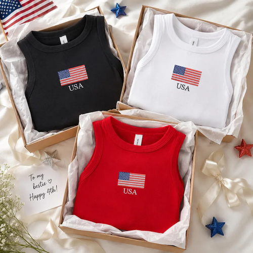 Custom Patriotic American Flag Tank Top Gift for Dad