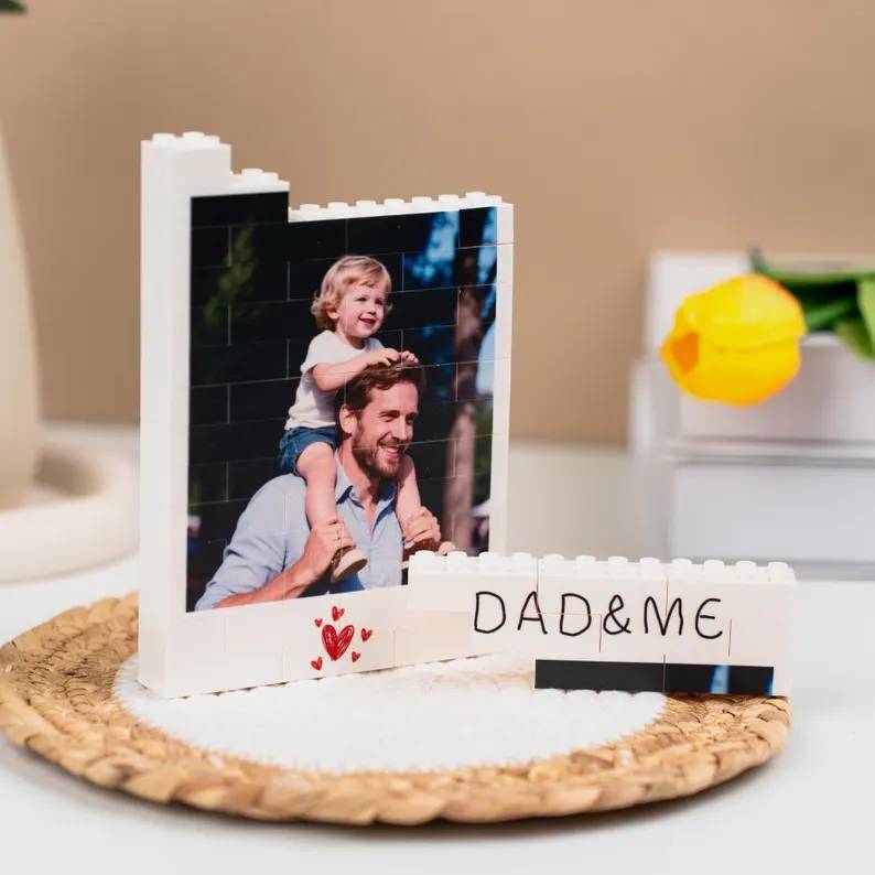 Personalized Photo Building Brick Blocks Custom Gift for Dad