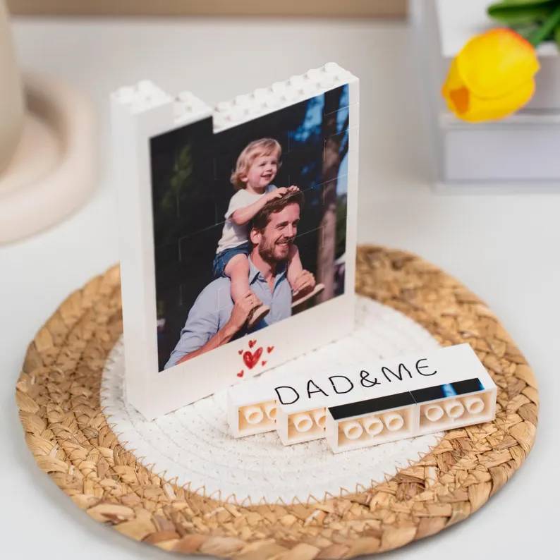 Personalized Photo Building Brick Blocks Custom Gift for Dad